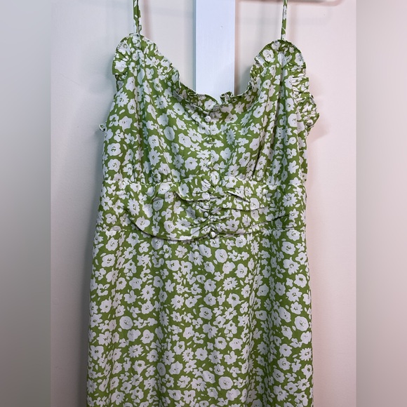 Lulu's Timeless Green Floral Print A- Line Midi Dress NWOT - Picture 5 of 13